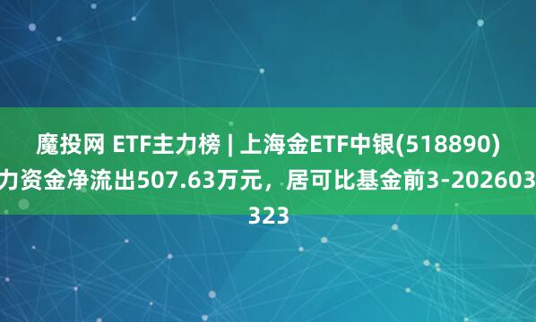 魔投网 ETF主力榜 | 上海金ETF中银(518890)主力资金净流出507.63万元，居可比基金前3-20260323